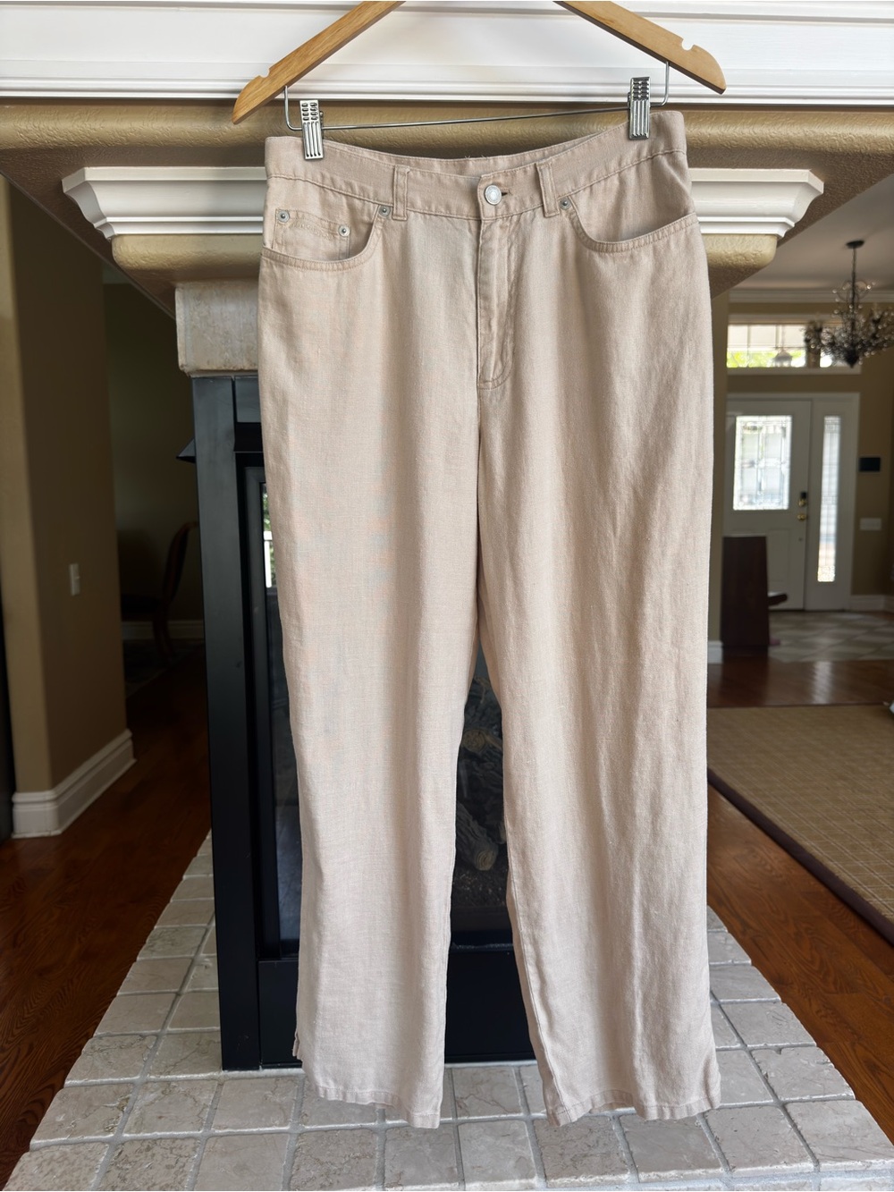 Lauren Jeans Co. Ralph Lauren 100% Linen Tan Straight Leg Pants 8